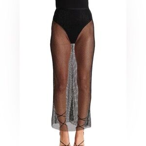 NWOT Ronny Kobo sheer and embellished black maxi skirt size Small
